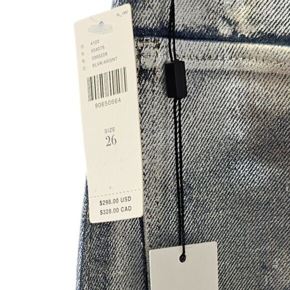 Joe's Jeans Mia Foil High-Rise Wide-Leg Jeans, Party Indigo, Metallic, Size 26 - Picture 7 of 10